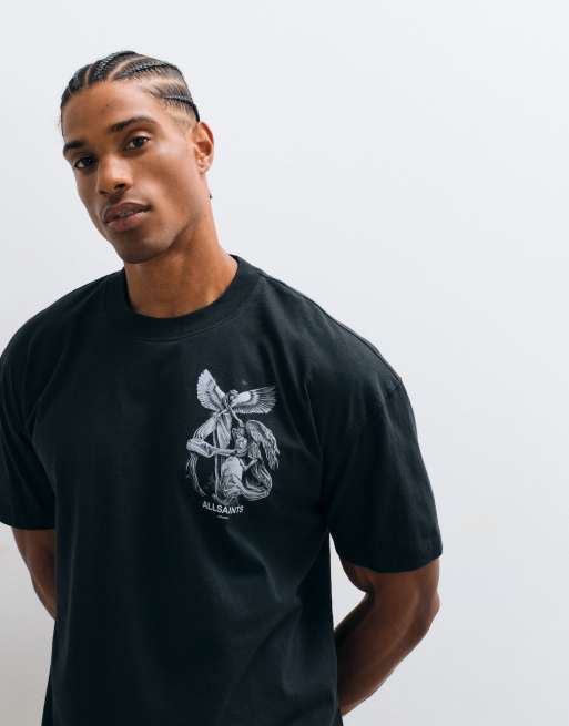 AllSaints T-shirt à manches courtes avec logo graphique et imprimé au dos en noir délavé, 2 de 5