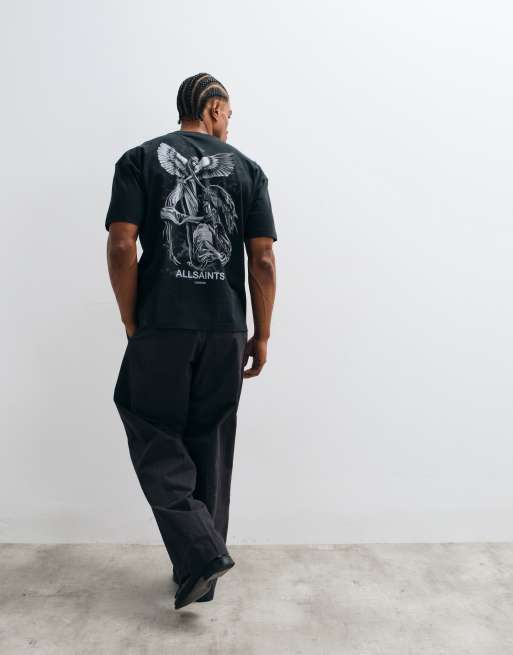 AllSaints T-shirt à manches courtes avec logo graphique et imprimé au dos en noir délavé, 3 de 5