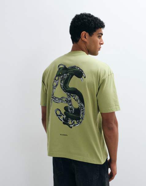 AllSaints T-shirt à manches courtes avec logo graphique et imprimé au dos en vert kaki - view 1