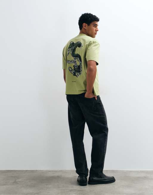 AllSaints T-shirt à manches courtes avec logo graphique et imprimé au dos en vert kaki, 4 de 5