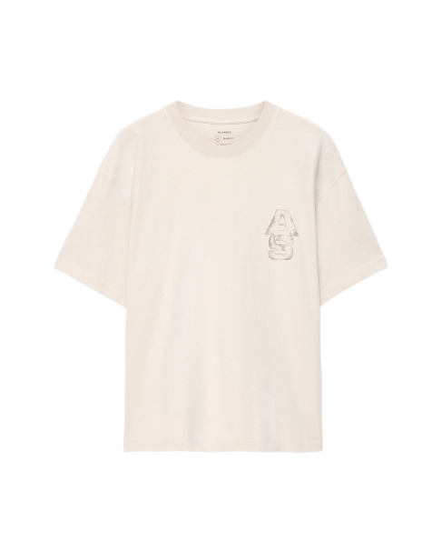AllSaints t-shirt à manches courtes Roller col rond taupe blanc - view 1