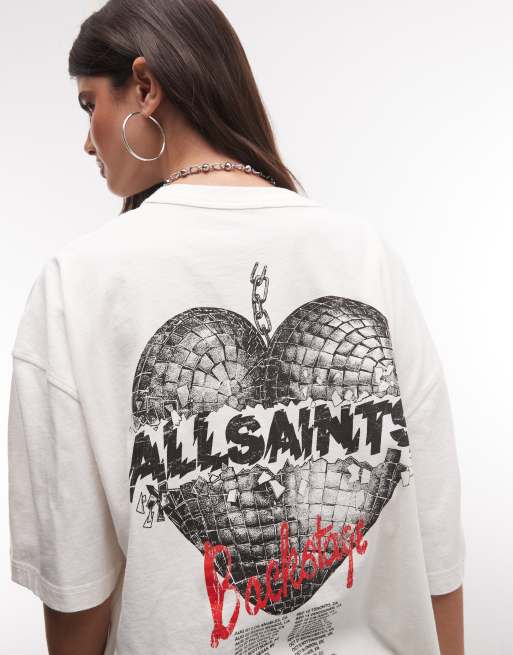 AllSaints T-shirt a maniche corte con logo grafico e stampa sul retro bianca, 4 di 4