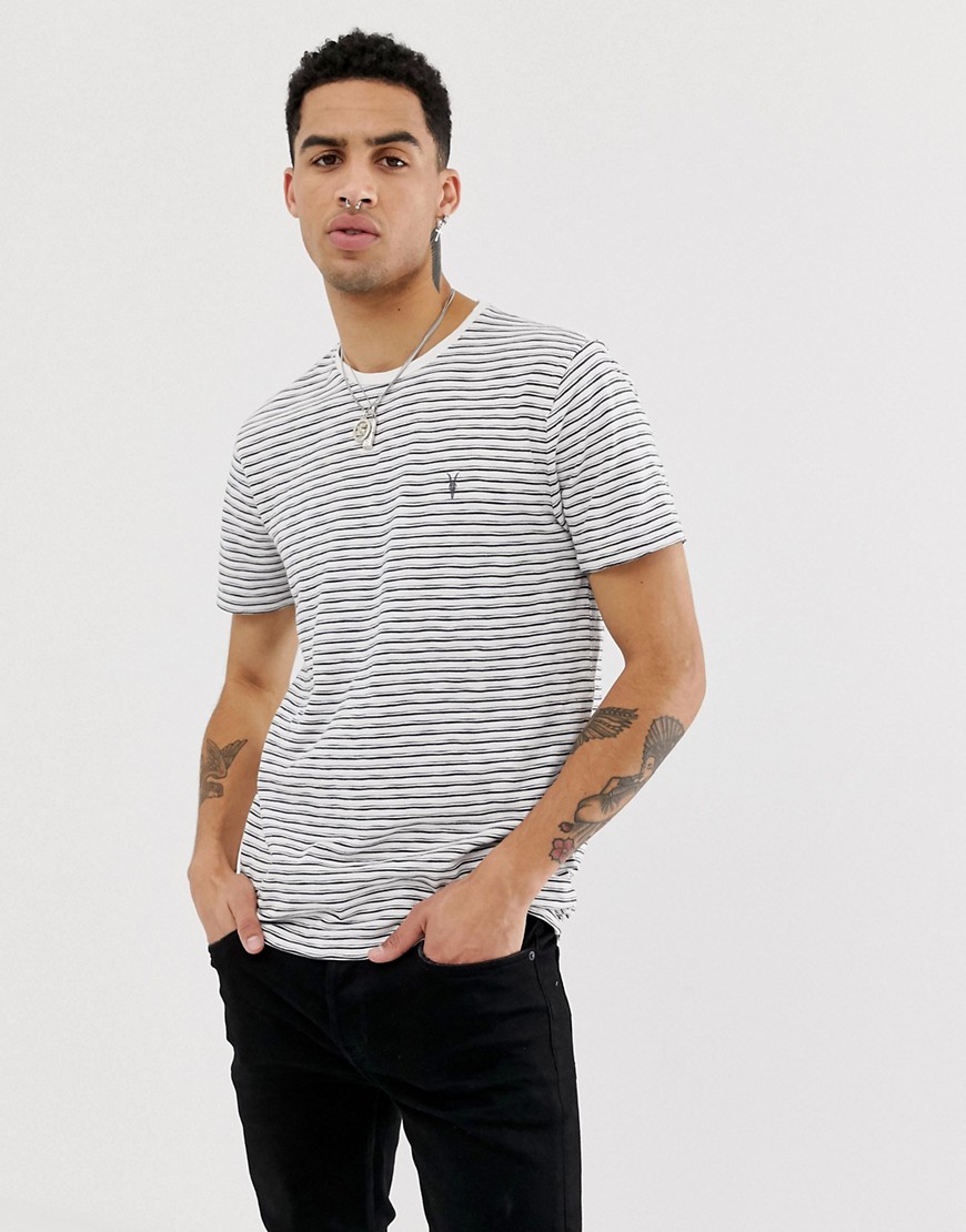 AllSaints - T-shirt met fijne strepen in wit