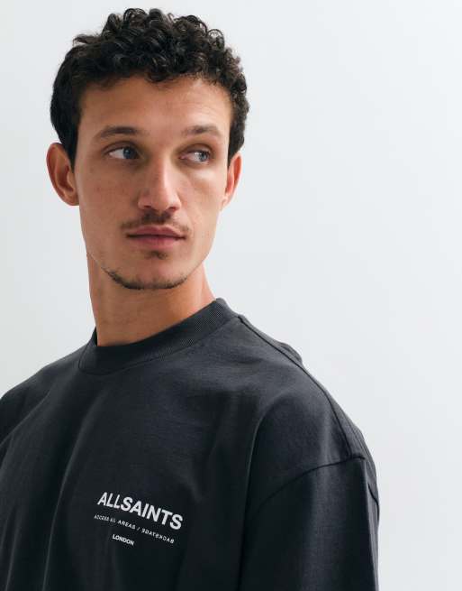AllSaints T-Shirt mit Grafiklogo und Rückenprint in Dunkelgrau, 5 von 5