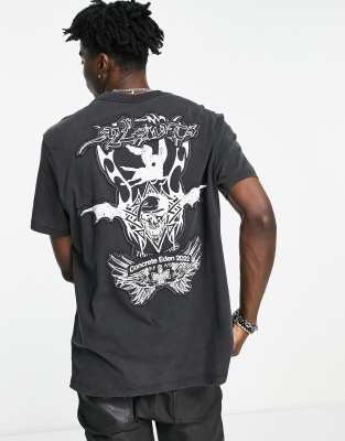 AllSaints patched t-shirt with back print in black  - ASOS Price Checker