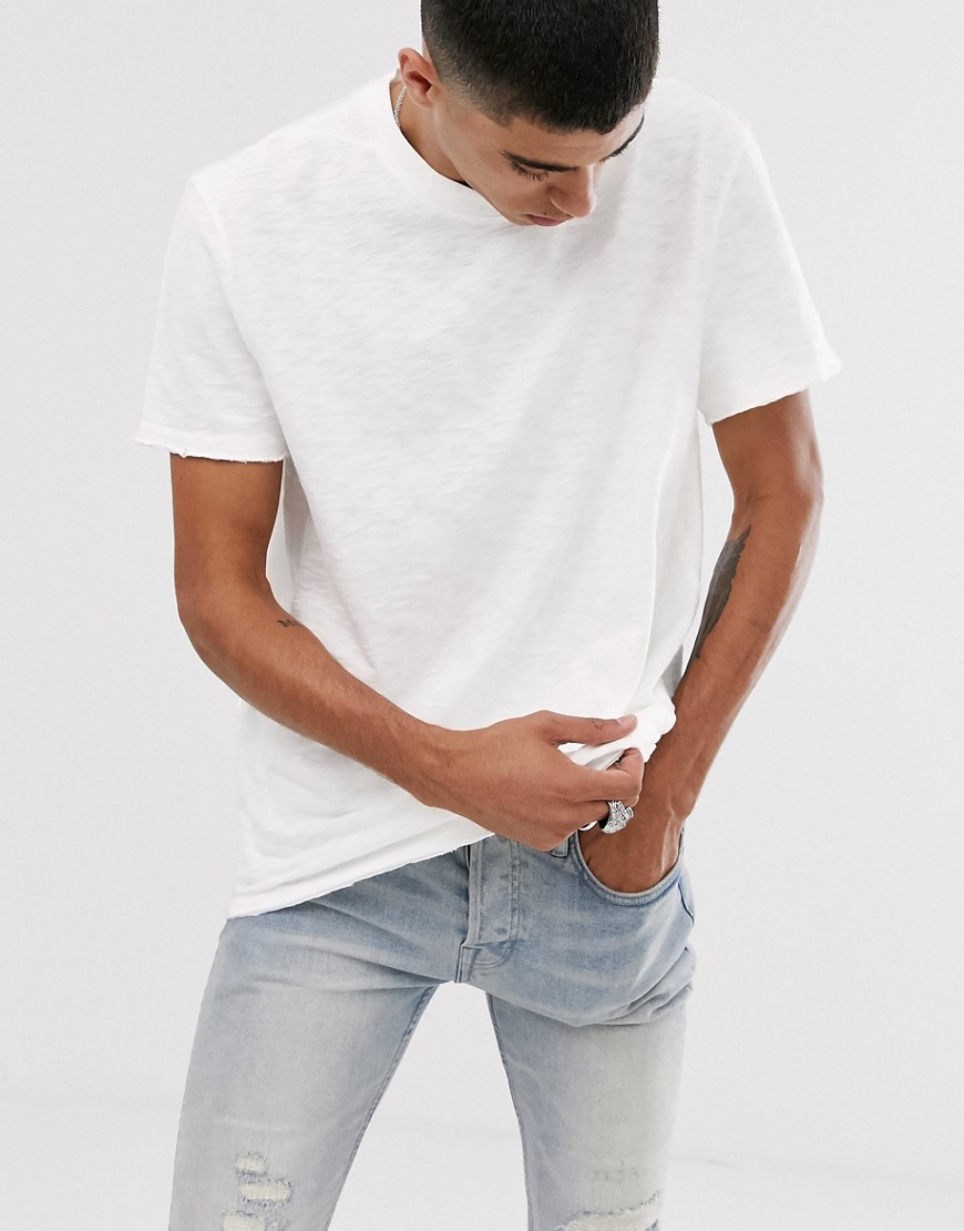 AllSaints - T-shirt oversize girocollo bianca con logo-Bianco