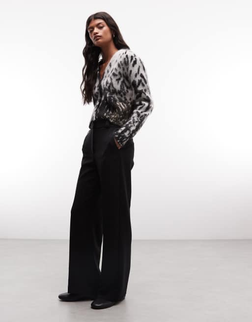 AllSaints Tabby printed knit cardigan in black/white, 2 of 4