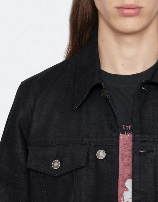 AllSaints taillierte Trucker-Jacke in schwarz gewachst, 5 von 6