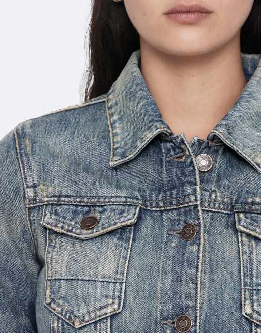 AllSaints taillierte Trucker-Jacke in Vintage-Indigo, 5 von 6