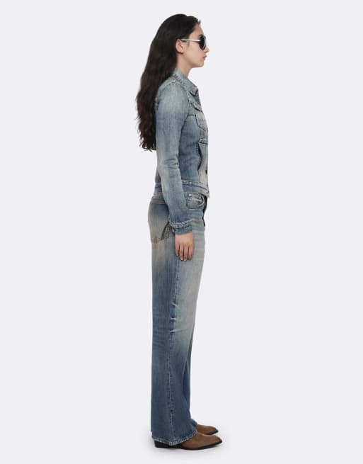 AllSaints taillierte Trucker-Jacke in Vintage-Indigo, 6 von 6