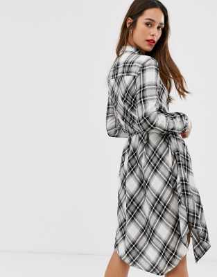 all saints check shirt dress