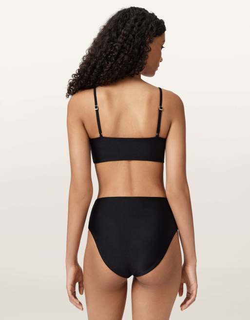 AllSaints talaria detailed straps scoop neck bikini top in black, 4 of 4