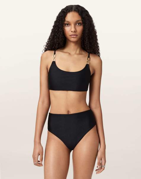 AllSaints - Talaria - Sort bikinitop med stropper og dyb rund hals - view 1