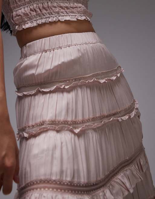 Allsaints talia skirt in mauve pink ASOS