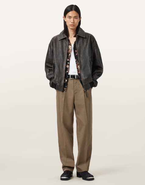 AllSaints – Tallis – Gerade geschnittene Hose in Baked-Braun - view 1