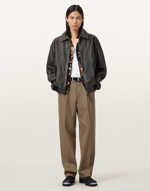 AllSaints – Tallis – Gerade geschnittene Hose in Baked-Braun