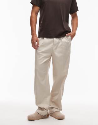 Allsaints Tallis Pleated Straight Fit Pants In Neutral