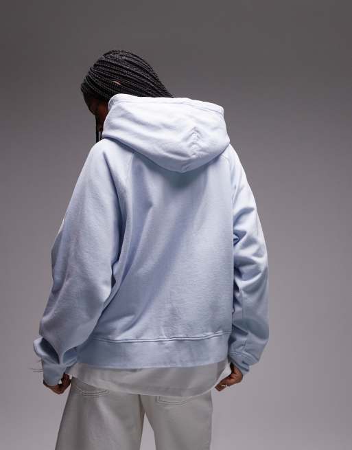 AllSaints Talon Biggy tonal logo hoodie in barely blue, 4 of 4