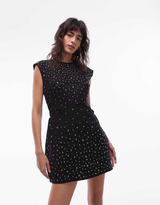 AllSaints – Tamara – Czarna zdobiona sukienka mini, 3 z 4