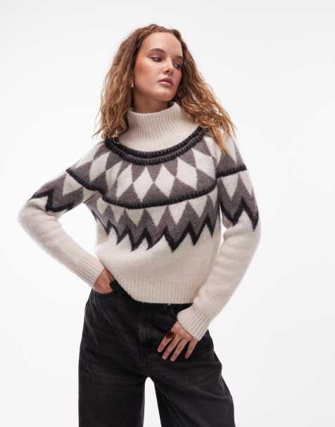 AllSaints Tara Argyle jumper in grey - view 1