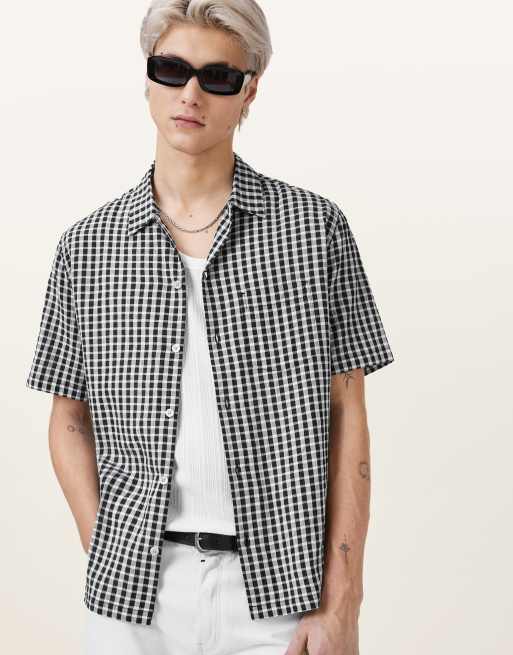 AllSaints – Tawney – Kurzärmliges Hemd in Schwarz