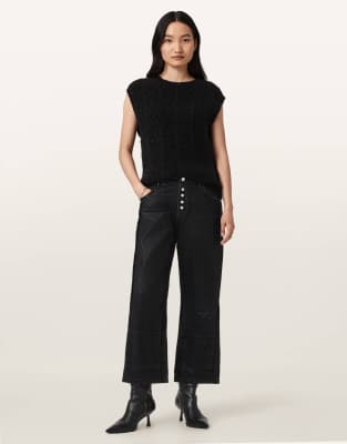 AllSaints - Tay - Carpenter-Jeans in beschichtetem Schwarz