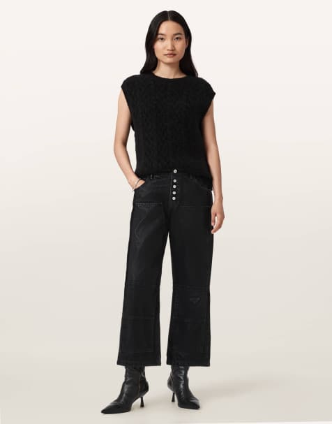 AllSaints – Tay – Carpenter-Jeans in beschichtetem Schwarz - view 1