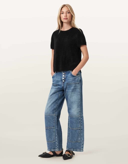 AllSaints – Tay – Carpenter-Jeans in Vintage-Indigoblau