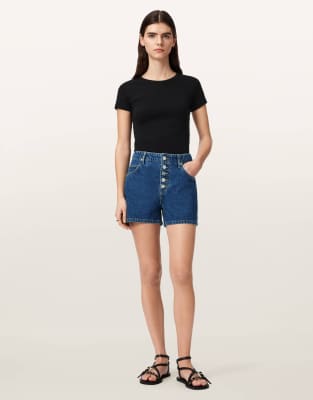 AllSaints - Tay - Jeansshorts in dunklem Indigoblau