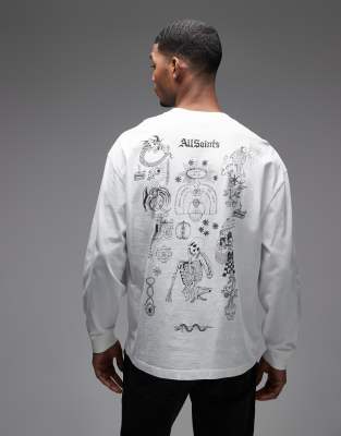 Футболка AllSaints Terra с длинным рукавом и графическим логотипом на спине белого цвета white