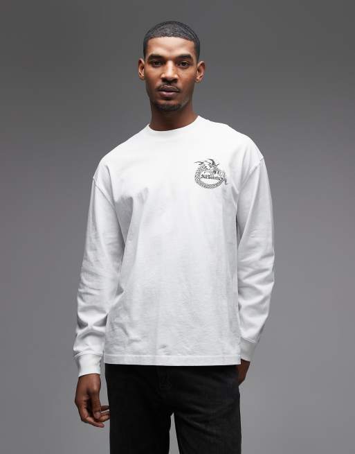 AllSaints - Terra - T-shirt à manches longues avec logo graphique et imprimé au dos - Blanc, 3 de 5