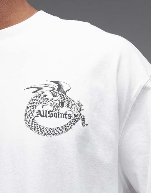 AllSaints - Terra - T-shirt à manches longues avec logo graphique et imprimé au dos - Blanc, 5 de 5