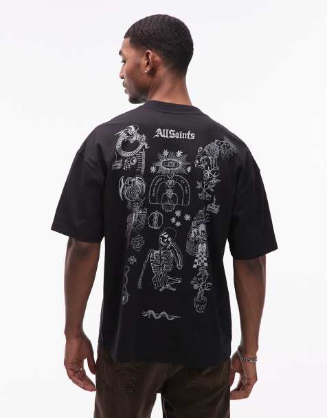 AllSaints – Terra – T-Shirt in Schwarz mit Grafik-Logo und Rückenprint - view 1