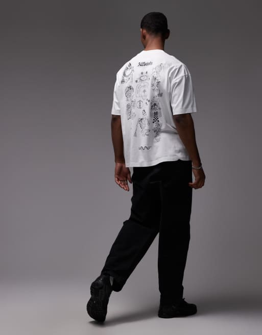 AllSaints - Terra - T-shirt met grafisch logo en print op de achterkant in wit, 2 van 5
