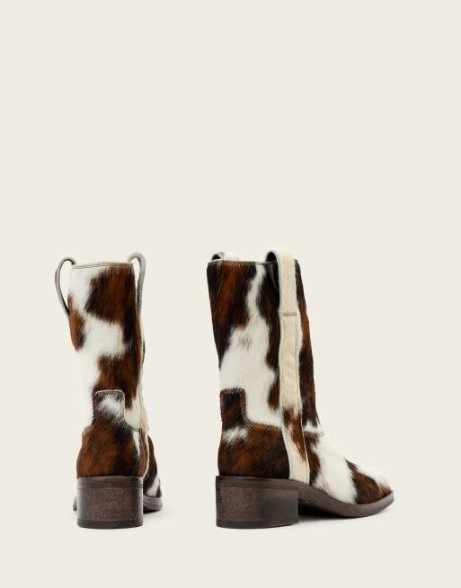 AllSaints – Terri – Gräddvita, halvlånga boots med komönster, 3 av 4