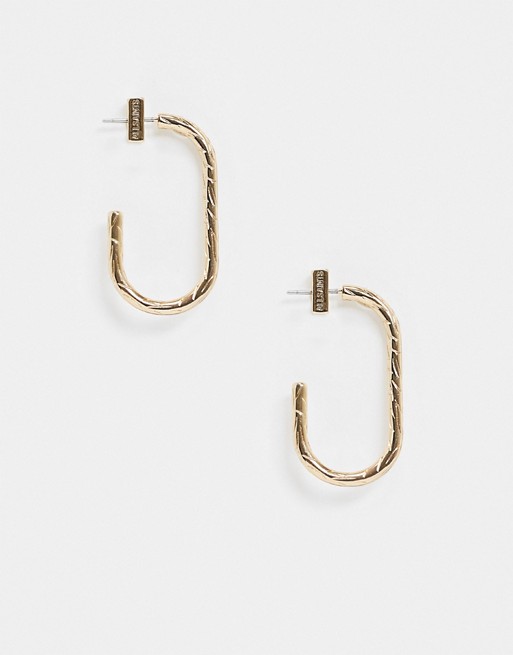 AllSaints textured oval hoop earrings in gold