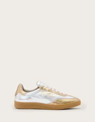 AllSaints - Thelma - Metallic-Sneaker in Silber/Gold-Bunt