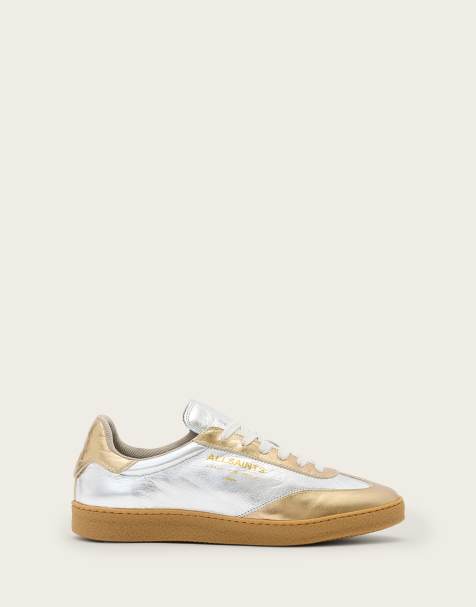 AllSaints – Thelma – Metallic-Sneaker in Silber/Gold - view 1