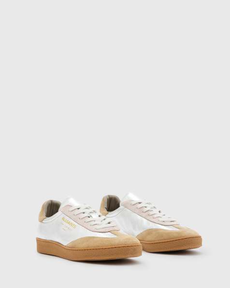AllSaints Thelma trainers in silver/pink - view 1