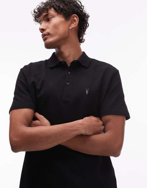 AllSaints theo polo in jet black - view 1