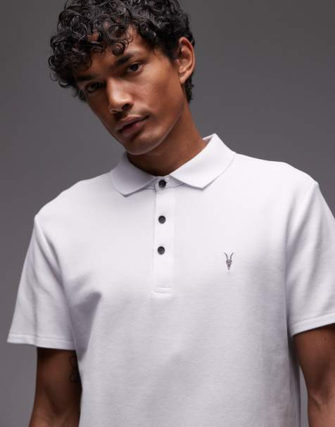 AllSaints theo polo in optic white - view 1