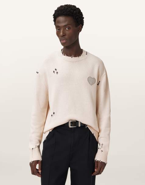 AllSaints – Theo – Pullover in Ecru mit Rundhalsausschnitt - view 1