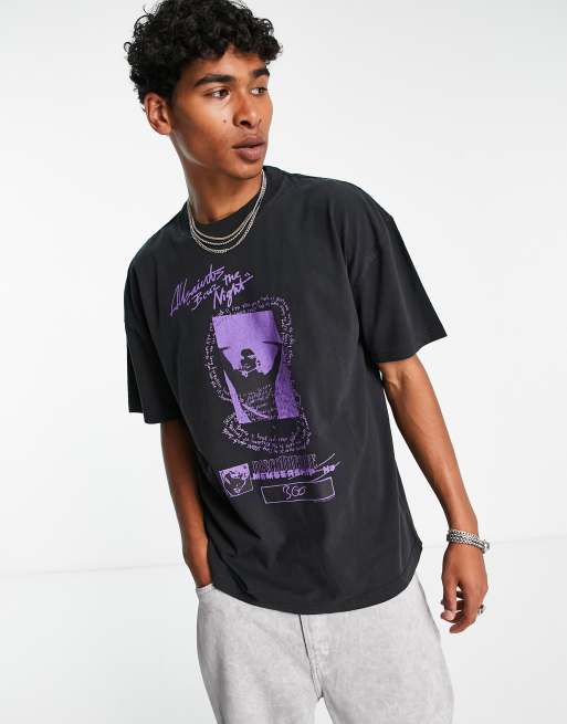 AllSaints Theque graphic T-shirt in washed black | ASOS