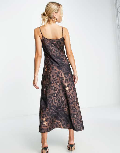 AllSaints Tiana Celia midi slip dress in leopard print