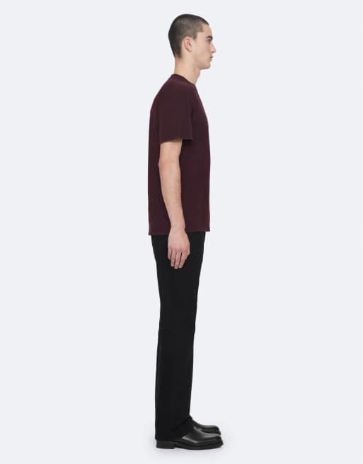 AllSaints Tier hale camiseta de cuello redondo de manga corta en rojo burdeos, 3 de 6
