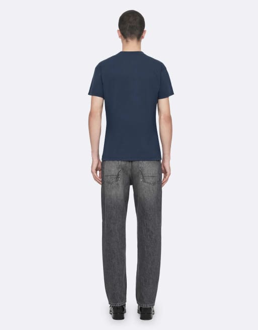 AllSaints Tier hale de manga corta y cuello redondo en azul marino lavado, 4 de 7