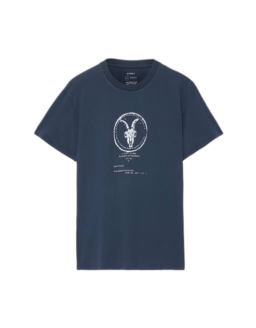 AllSaints Tier hale de manga corta y cuello redondo en azul marino lavado, 7 de 7