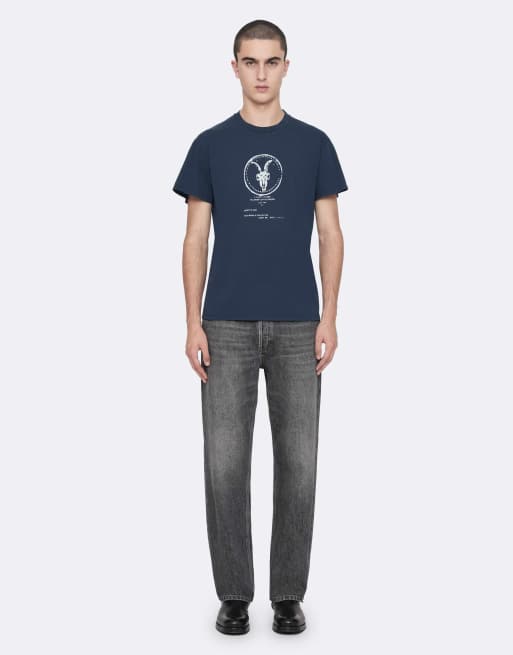 AllSaints Tier Hale Kurzarm-Rundhalsshirt in verwaschenem Marineblau, 2 von 6