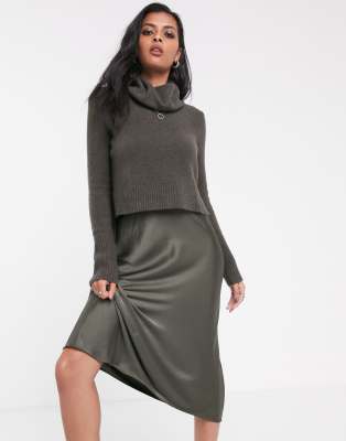 all saints satin dress with jumper