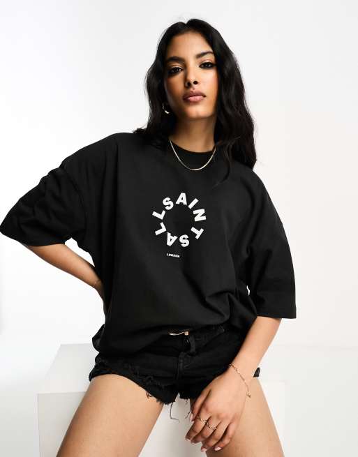 AllSaints Tierra boyfriend t-shirt in black